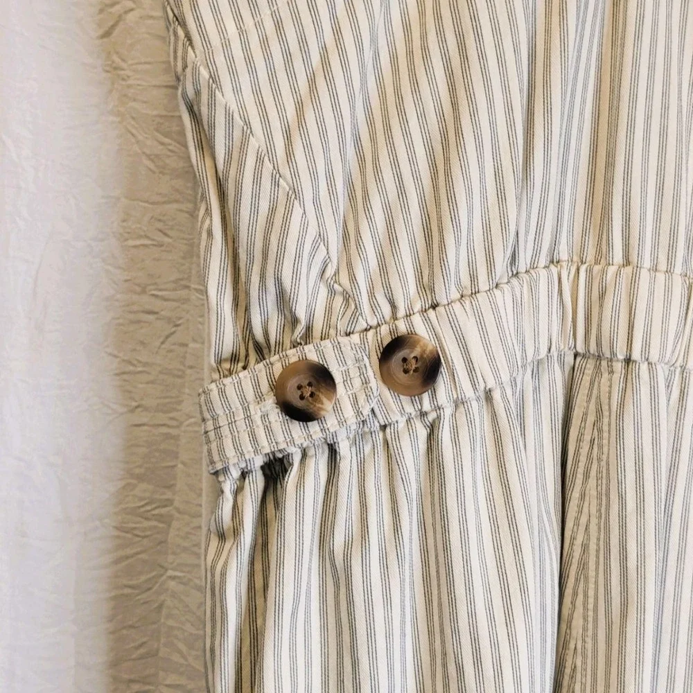 Everlane Fatigue Apron Striped Jumpsuit (S) & Madewell Navy Blue Tank (M)